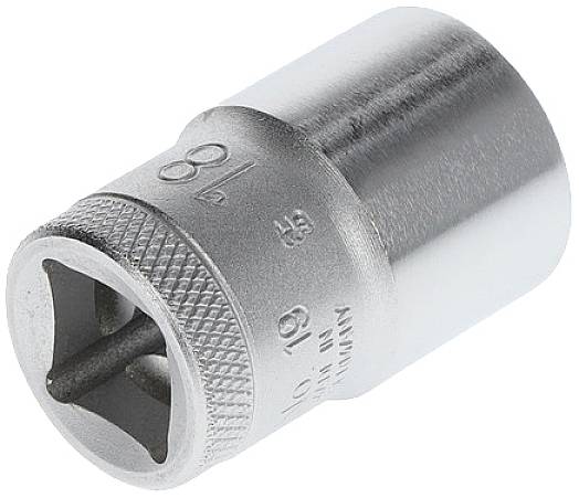 Kovinski nasadni ključ s 18 mm oznako, šesterokotne oblike, primeren za vijake ali matice.