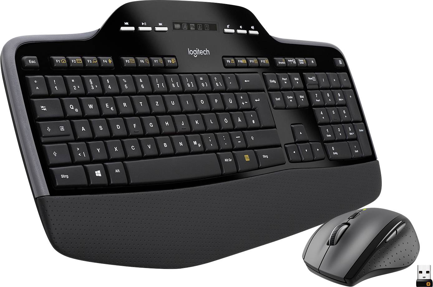 Logitech MK710 brezžično tipkovnica, set miške multimedijska tipka US-angleščina, qwerty črna