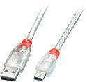 Prosojni USB-kabel s standardnim in micro priključkom.