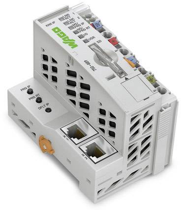 Modul WAGO I/O sistema 750 z več režami in priključki. Omogoča integracijo in komunikacijo različnih naprav znotraj avtomatiziranih sistemov.