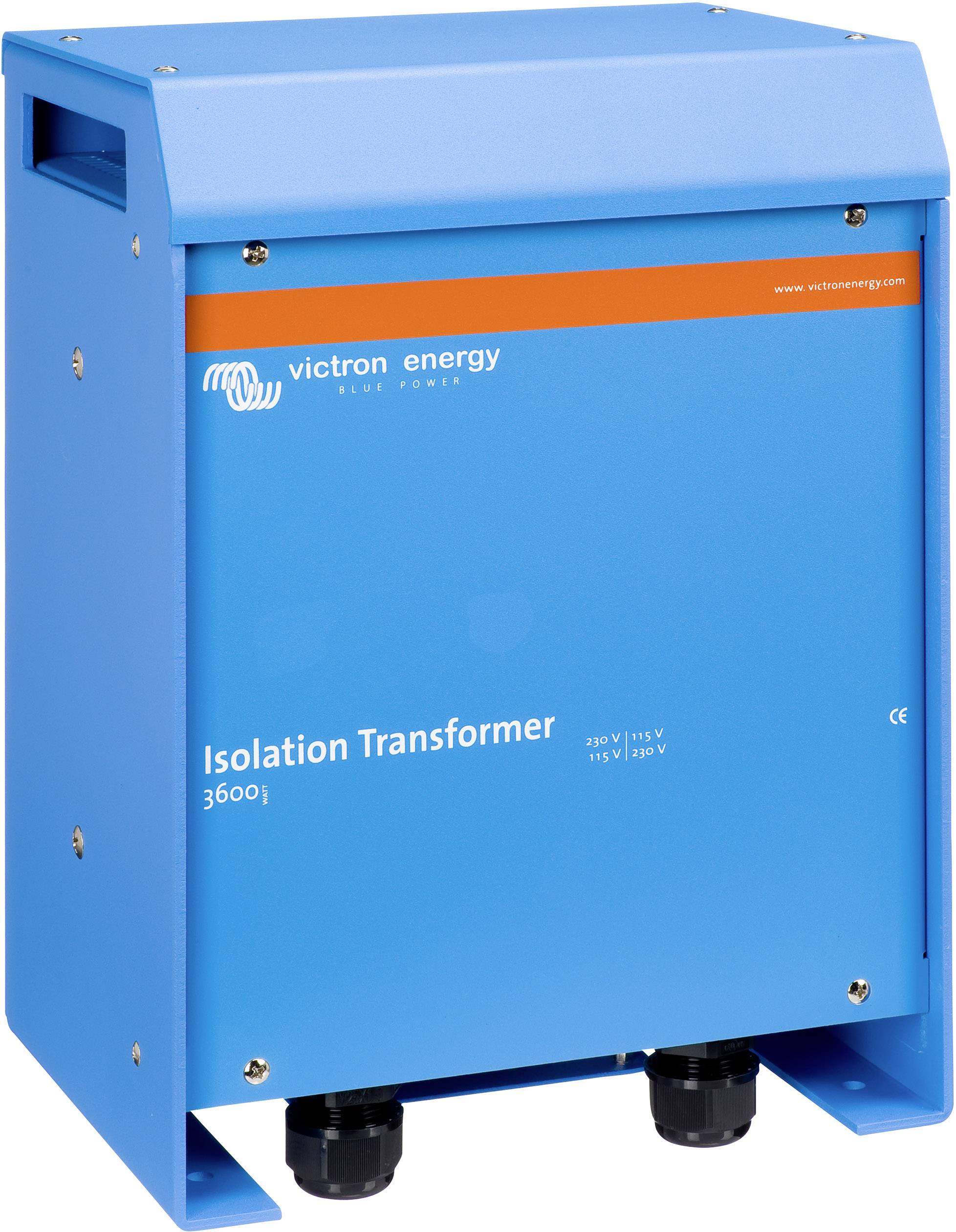 Modri izolacijski transformator podjetja Victron Energy z napisom 'Isolation Transformer 3600i'.