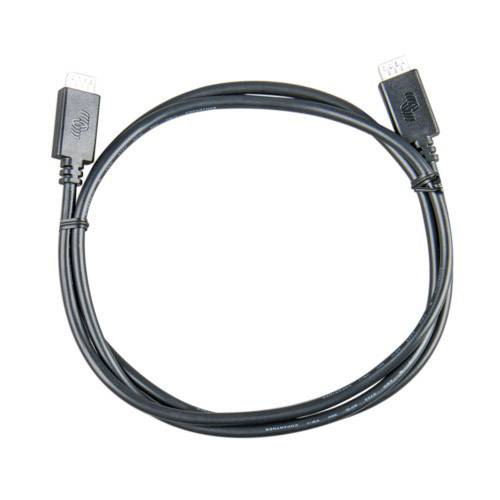 Črn USB kabel z micro USB priključki na obeh koncih, položen v spiralni obliki.