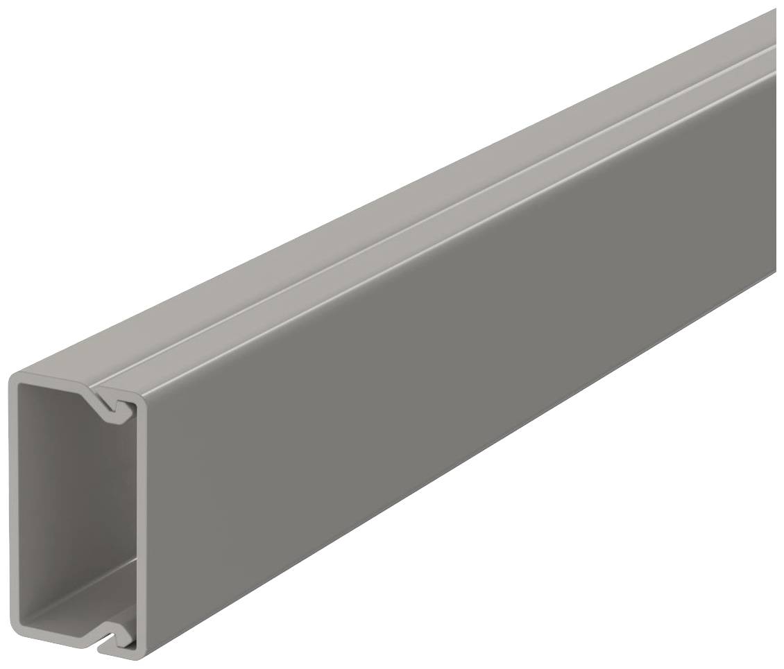 Sivo aluminijasto profilirano U-vodilo, pogled s strani. Pogosto se uporablja v gradbeništvu in industrijskih aplikacijah za strukturno podporo.