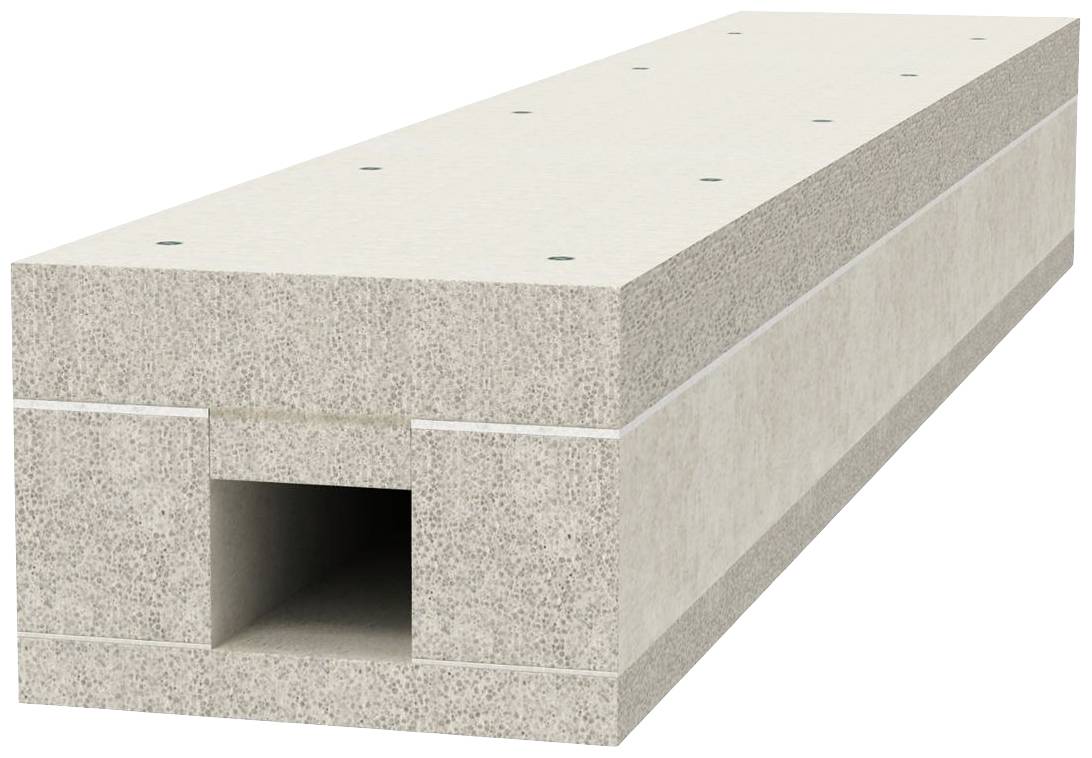 Pravokoten betonski blok z pravokotno votlino v sredini.