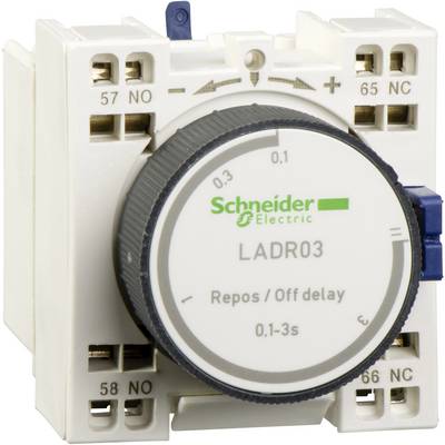 Elektronsko časovno releji podjetja Schneider Electric, model LADR03. Nastavljiv zamik med 0,1 in 3 sekundami.