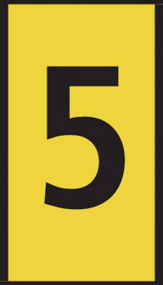 Rumeno znamenje z veliko črno številko '5' na sredini.
