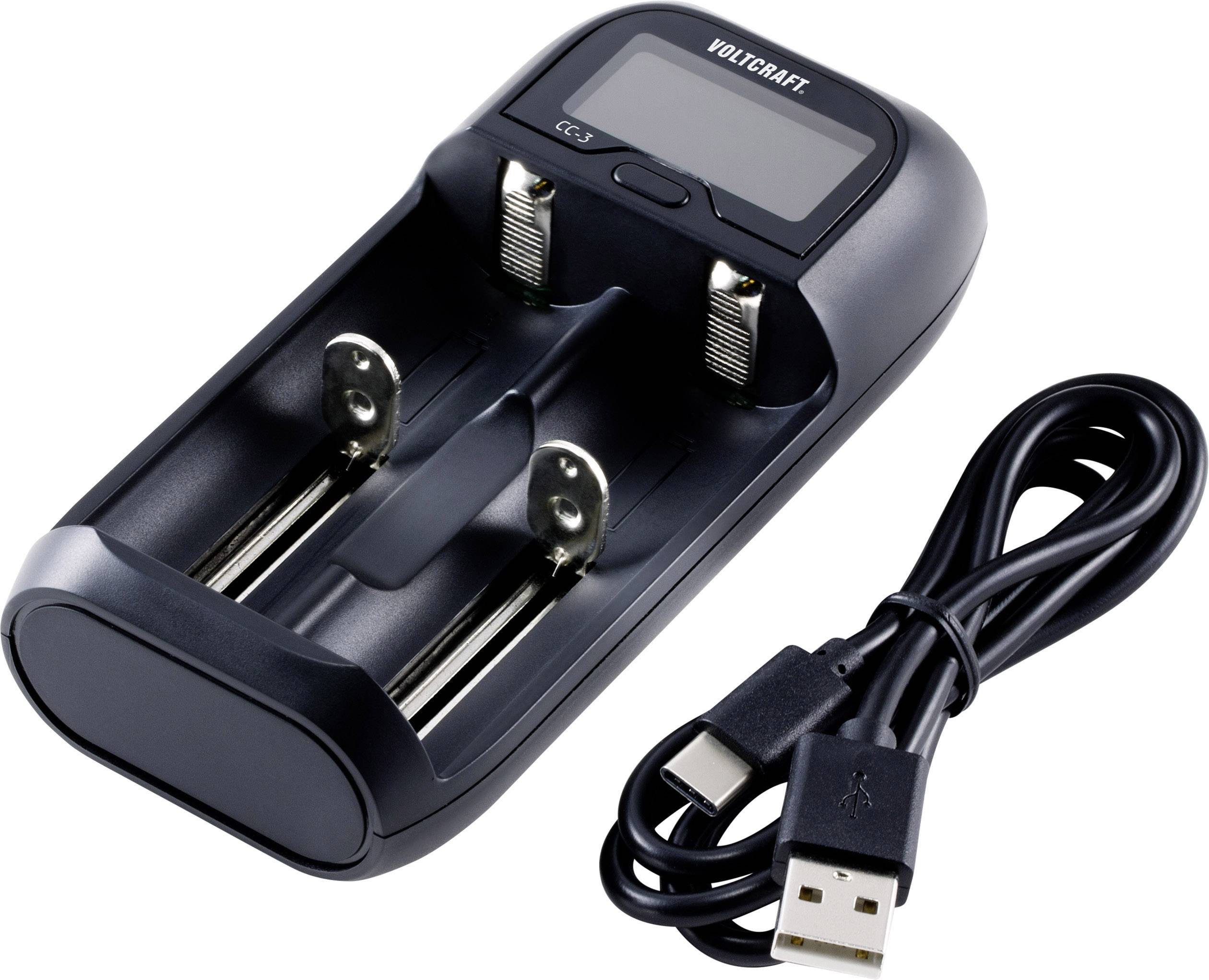 Polnilnik za baterije z dvema mestoma za polnjenje in LCD-zaslonom. Poleg naprave je priložen USB-kabel. Primeren za baterije AA.