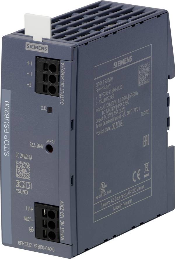 Siemens 6EP33327SB000AX0 napajalnik  24 V 2.5 A 60 W Število izhodov:1 x  Vsebina, količina, vsebina količinskih enot na prodajno enoto 1 kos