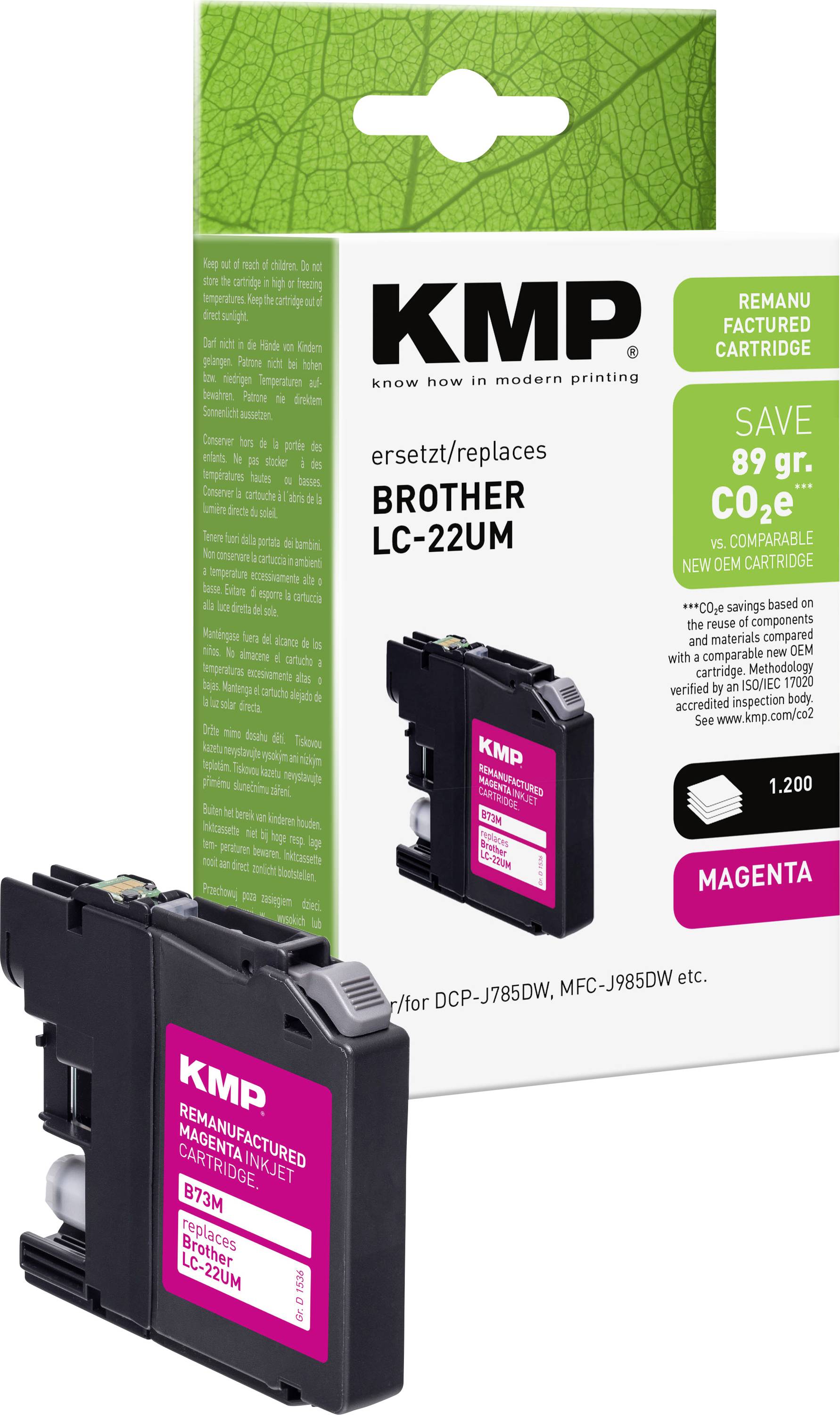 KMP črnilo zamenjava Brother LC-22UM kompatibilnost magenta B73M 1536,4006