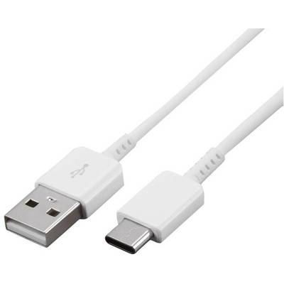 Belo USB-kabel z USB-A vtičem na eni strani in USB-C vtičem na drugi strani.