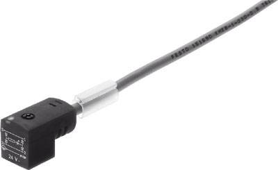 Črni elektronski senzor s kablom, prikazuje shematsko električno vezje in oznako 24V na ohišju.