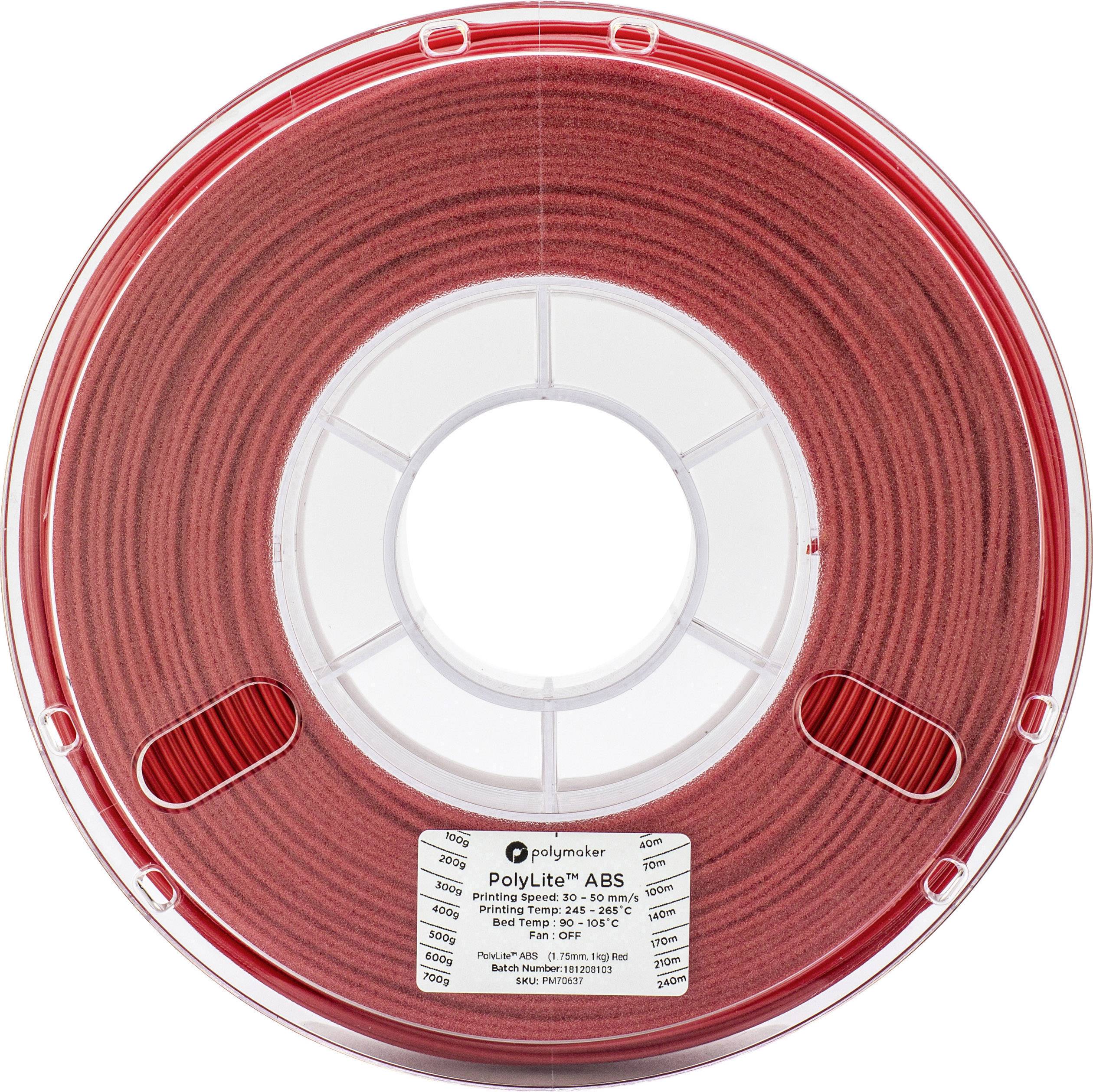Polymaker 70638 3D tiskalnik filament ABS 2.85 mm 1 kg rdeča PolyLite 1 kos
