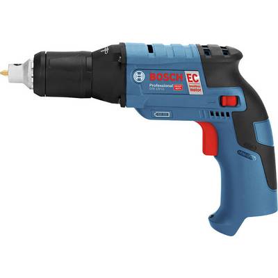 Modra Bosch akumulatorska vrtilka, model 'Professional GSR 18 V-EC TE', pogled s strani; ergonomska zasnova za dela v suhi gradnji.