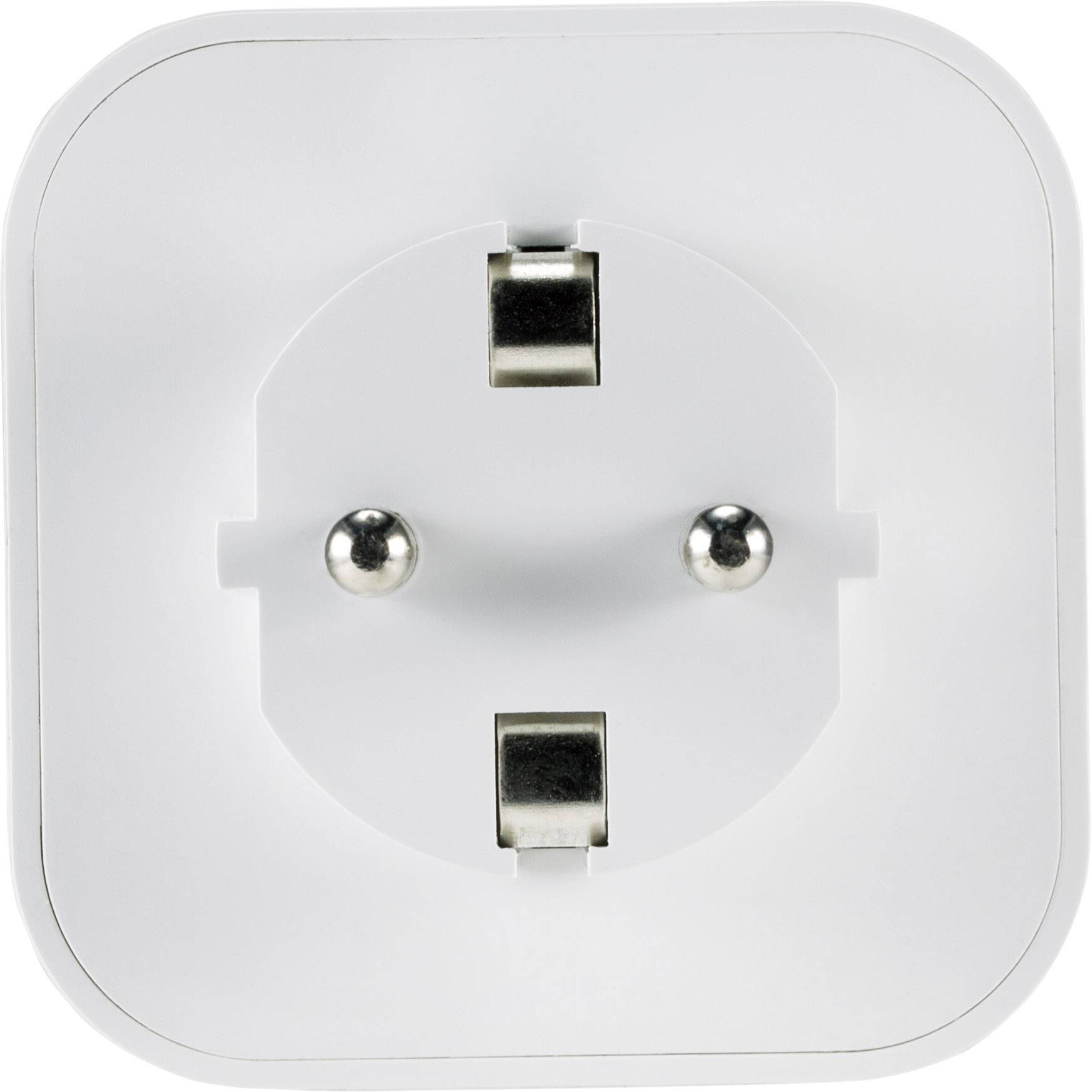Električna vtičnica v bližnjem pogledu. Pravokotne oblike z zaobljenimi robovi in dvema luknjama za električne vtiče.