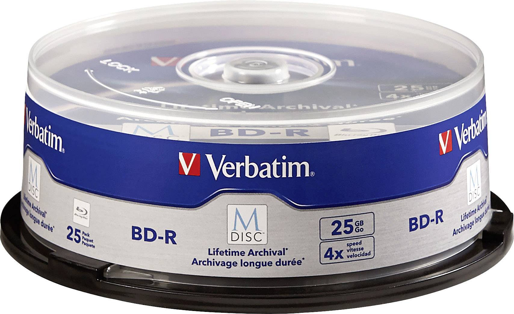 Sklad plošč Verbatim BD-R, s kapaciteto 25 GB, obljublja 'arhiviranje za življenjsko dobo' za dolgoročno shranjevanje podatkov.