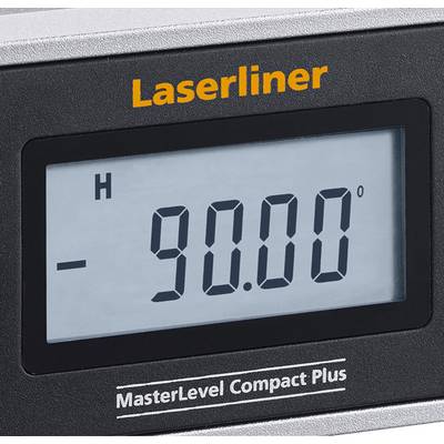 Digitalni prikaz naklonskega kota '90,00°' na laserskem merilnem orodju. Zgoraj piše 'Laserliner'.