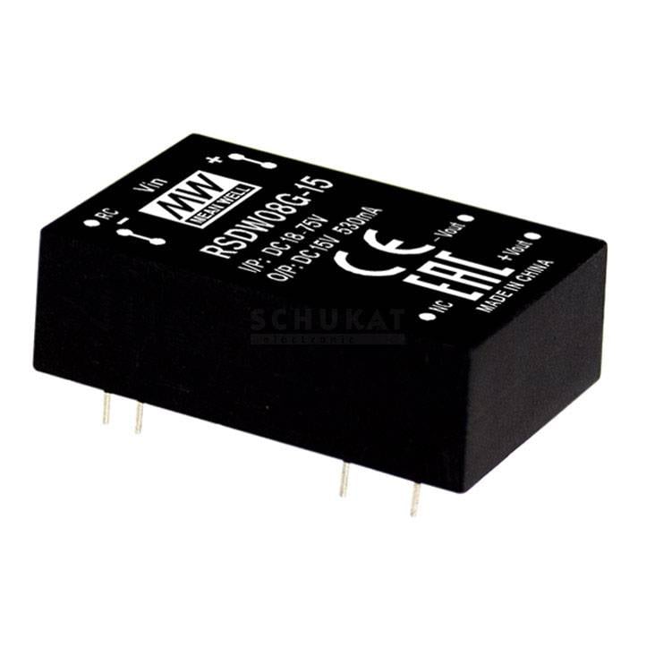 'Črn, pravokoten elektronski element s priključki, oznaka: RSDW0805-15. Proizvajalec: MW. Izvor: Kitajska.'