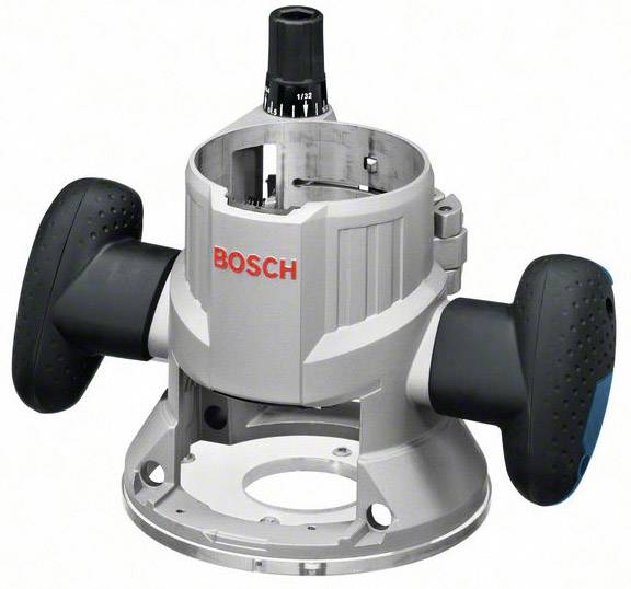 Nadrezkar z dvema črnima ročajema in ohišjem srebrne barve, z rdečim logotipom 'BOSCH'. Orodje za obdelavo lesa.