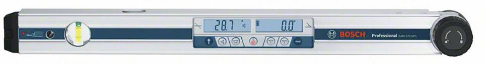 Digitalni merilnik nagiba z zaslonom prikazuje 20,1-stopinjski naklon. Logotip Bosch Professional na desni strani. Konstruiran za natančno merjenje kotov.