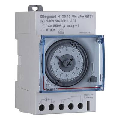 Analogna časovna stikalna ura znamke Legrand za uporabo v električnih sistemih, ki prikazuje čas v urah in je primerna za 230V.