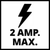 Bliskov simbol nad besedilom "2 AMP. MAX." prikazuje maksimalno jakost toka 2 ampera.