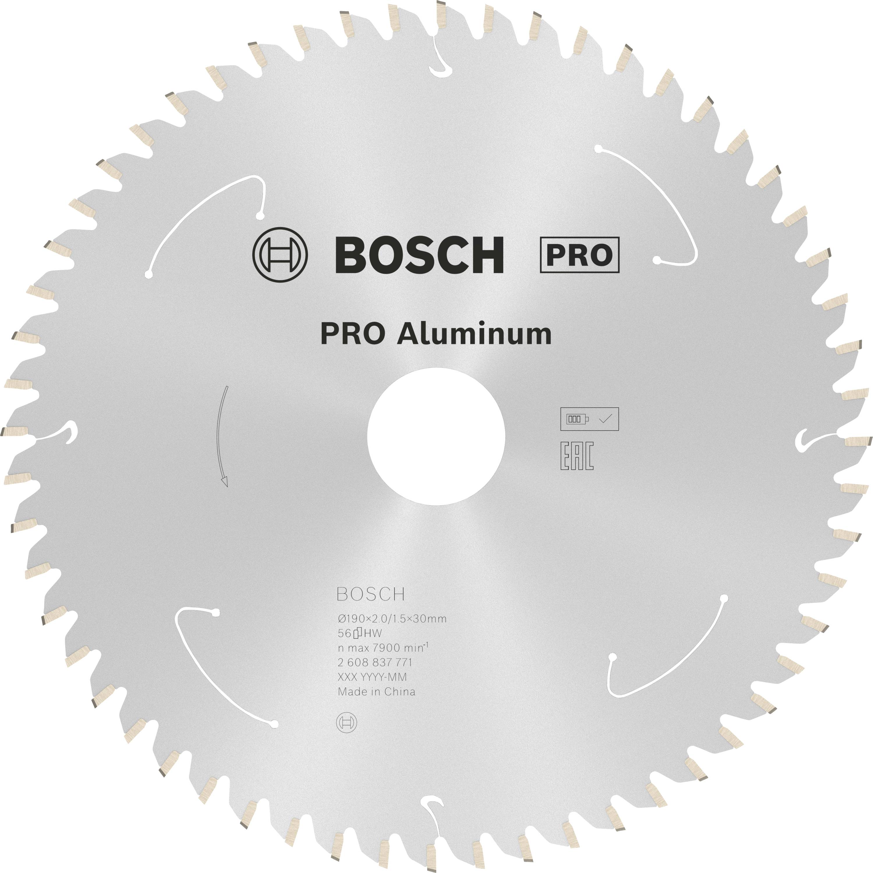 Krožna žaga 'BOSCH PRO Aluminum', 190 x 30 mm, 96 zob, primerna za rezanje aluminija in kovin.
