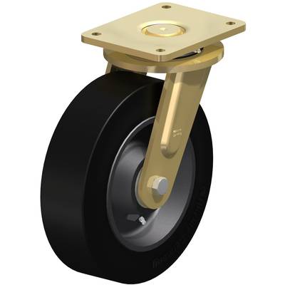 Vrtljivo kolo s črnim kolesom in zlato oblogo. Uporablja se za premične pohištvo ali naprave za enostavno spreminjanje smeri.