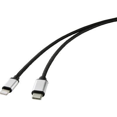 Renkforce mobilni telefon priključni kabel [1x moški konektor USB-C® - 1x moški konektor Apple dock lightning] 2.00 m čr