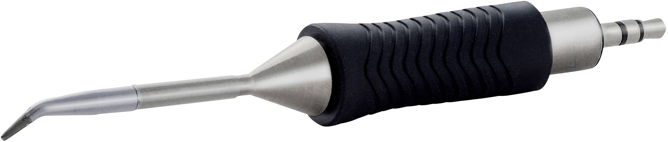 Zobozdravstveni ultrazvočni instrument z ergonomskim ročajem in ukrivljeno konico za čiščenje zob.