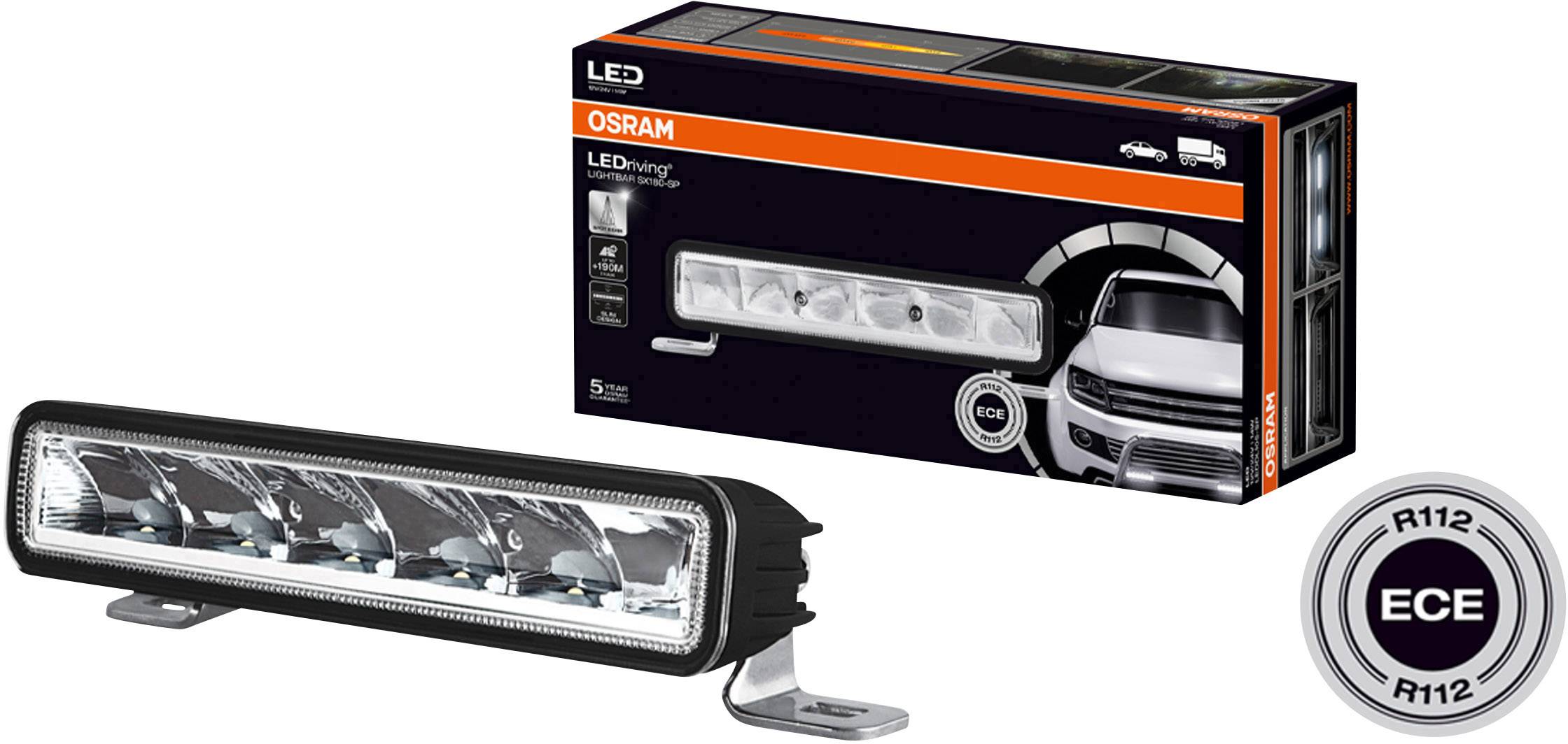 Terenska LED-luč OSRAM, pakirana z ECE-oznako; pravokotne oblike, z več LED-komponentami; posebej namenjena vozilom.