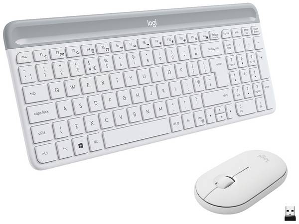 Logitech MK470 Slim brezžično tipkovnica, set miške  nemčija, qwertz bela