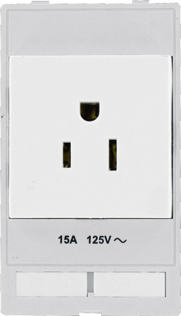 Bela vtičnica z napisom '15A 125V ~' spodaj.