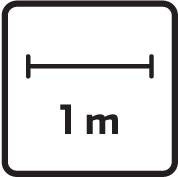 Tabla prikazuje 1 meter razdalje z vodoravno črto nad njo.