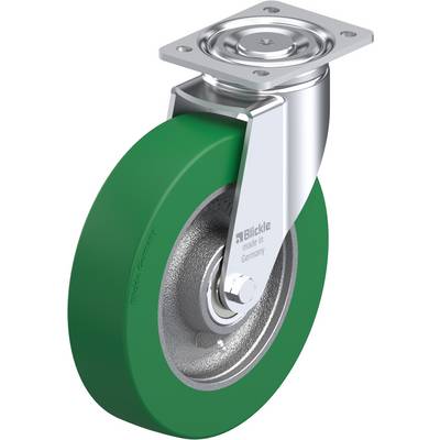 Zeleno kolo za upravljanje z srebrnim nosilcem, označeno z napisom 'Blickle made in Germany', prikazano na belem ozadju.