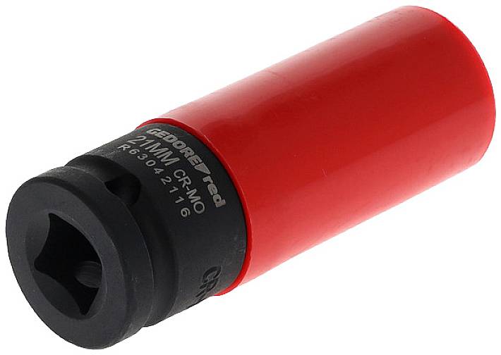 Rdeč natični ključ, 21 mm, znamke GEDORE red, iz krom-molibdenskega jekla, primeren za uporabo s udarnimi vijačniki.