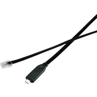 Črn kabel povezuje RJ-11 vtič (telefon) z USB priključkom, pogosto uporabljen za modemske povezave.