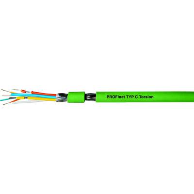 Zeleni PROFInet tip C kabel z večbarvnimi žilami, primeren za industrijske omrežne povezave.