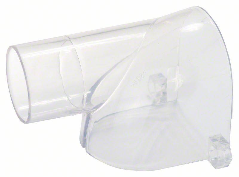 Prozoren plastični adapter ukrivljene oblike, primeren za medicinsko ali tehnično uporabo.