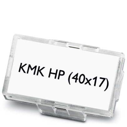Belo tablico z napisom 'KMK HP (40x17)' s črnimi črkami.