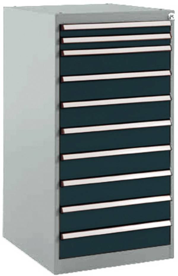 Manuflex SP1118.7016  Predalnik BASETEC, omarica, nepremična, uporabna višina 900 mm z 10 predali, v antracit RAL 7016