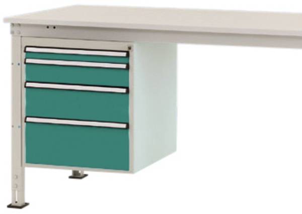 Manuflex ZB4764.0001 Podnožje ohišja stacionarno, uporabna višina 500 mm s 4 predali. Za globino mize 1200 mm