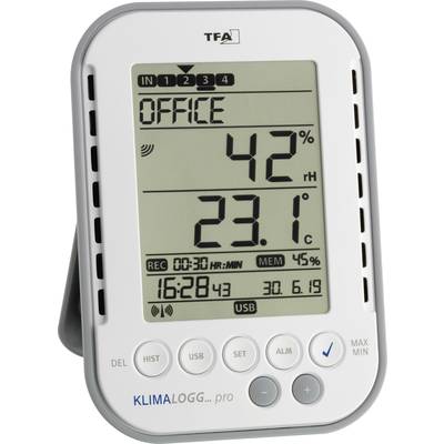 TFA Dostmann KLIMALOGG PRO termometer/vlagomer zapisovalnik podatkov belo-siva