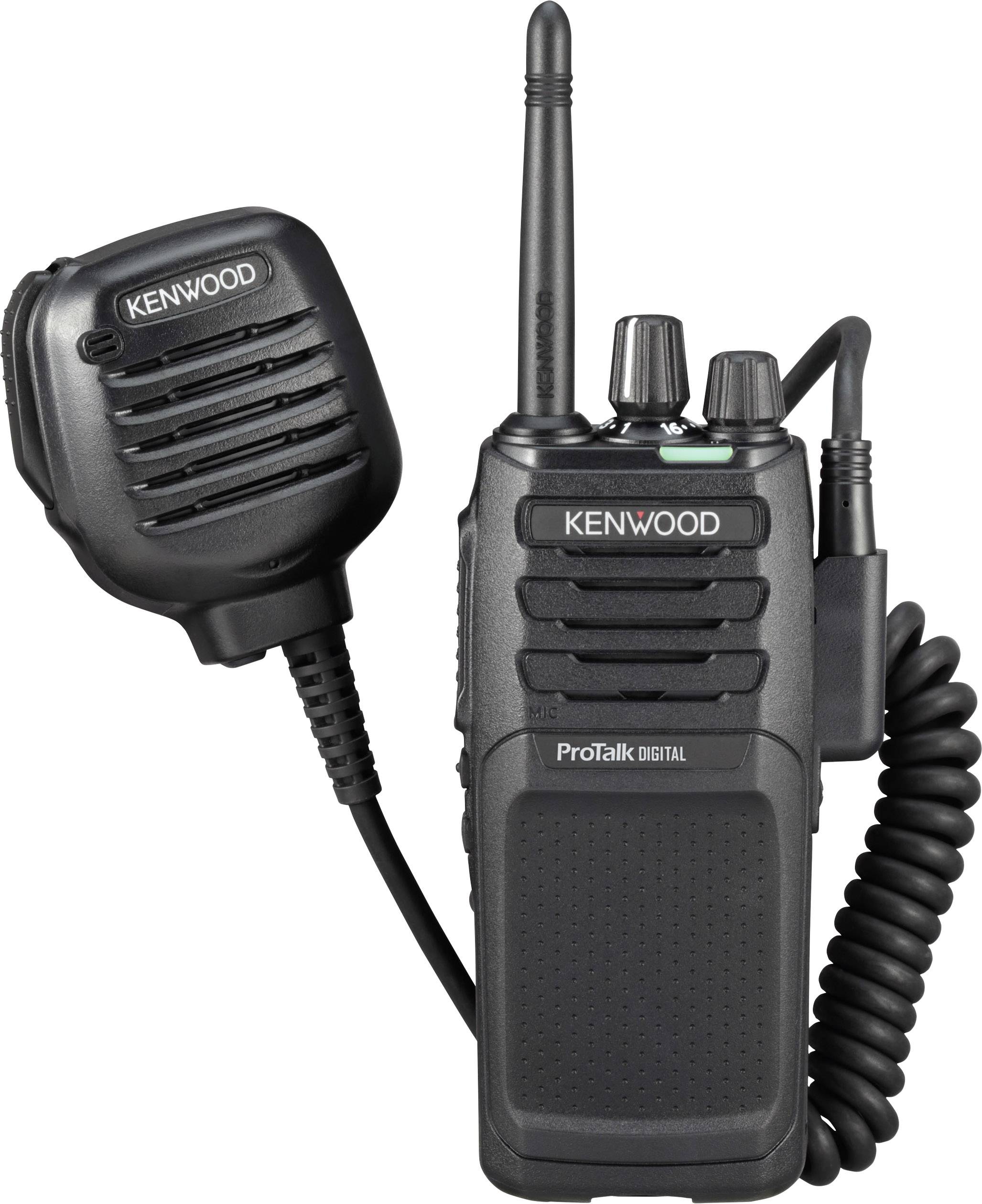 Kenwood radijska postaja z mikrofonom, primerna za komunikacijo v zahtevnih okoljih, z digitalno oznako ProTalk.
