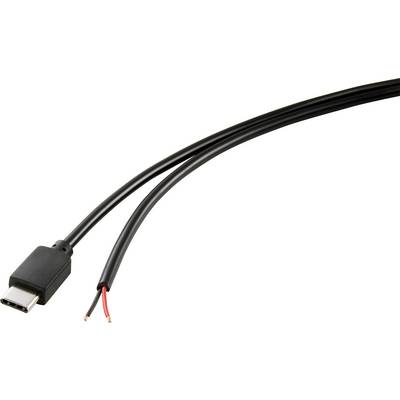 USB-C kabel z nepoškodovanim vtičem na eni strani in ogoljen kabelski konec na drugi strani.