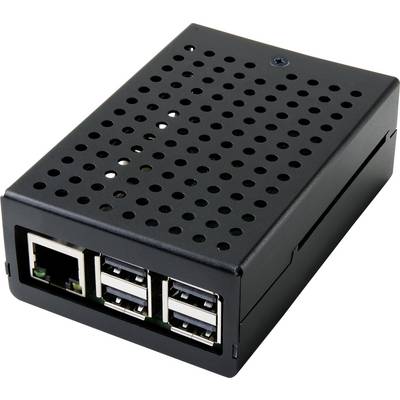 Majhen črn računalnik z ventilacijskimi odprtinami, omrežnim priključkom in štirimi USB vrati na sprednji strani. Naprava je namenjena obdelavi podatkov.
