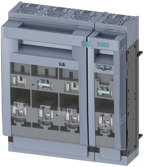 Siv električni razdelilnik podjetja Siemens z različnimi stikali in priključki za nadzor električnih sistemov.