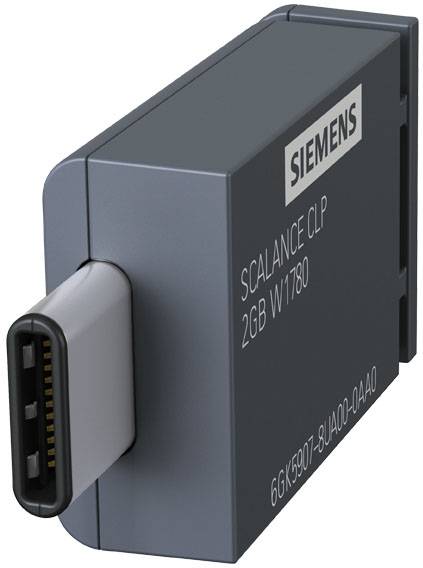 Modul z napisom 'SIEMENS SCALANCE CLP 2GB WT780'. Ima priključek USB-C in se uporablja za industrijske omrežne aplikacije.