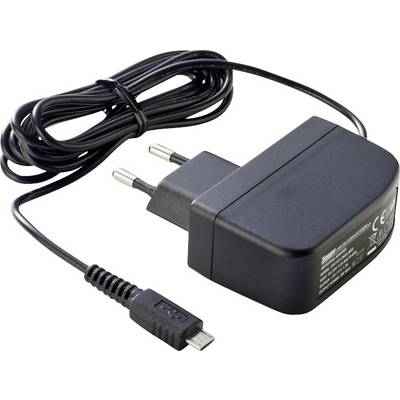 Črni napajalnik z evro vtičem in USB priključkom, primeren za elektronske naprave.