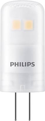 Philipsova LED-žarnica z G4 podnožjem, valjaste oblike, bele barve in polprosojne, namenjena energetsko učinkoviti razsvetljavi.