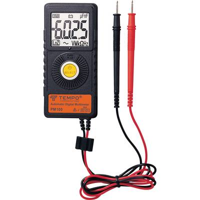 Digitalni multimeter na zaslonu prikazuje '6.025'. Dva merilna vodnika, rdeč in črn, sta priključena.